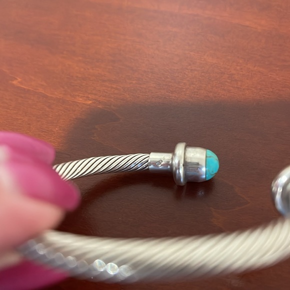 Sterling Silver and Turquoise Colored Stones Cuff Bracelet - Picture 6 of 6